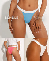 Breeth Cotton Tanga 3-Pack — Pale Blue, Coral, Pink and White Mix