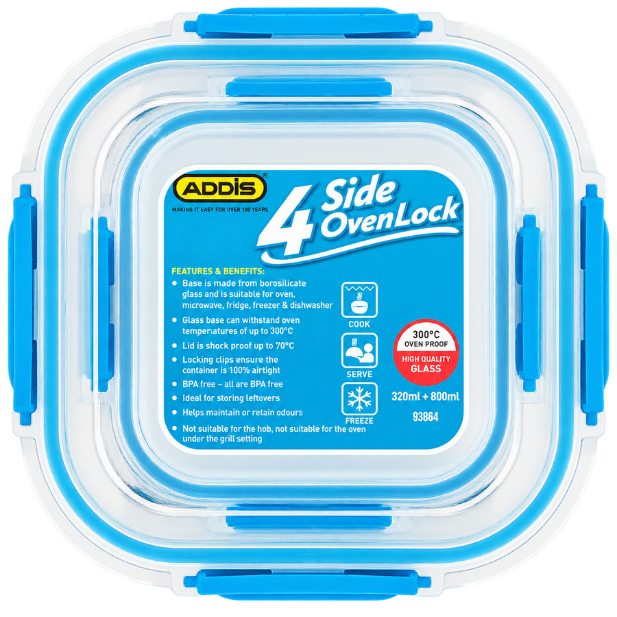 Addis 4 Side OvenLock 2-Piece Nested Set 320ml + 800ml